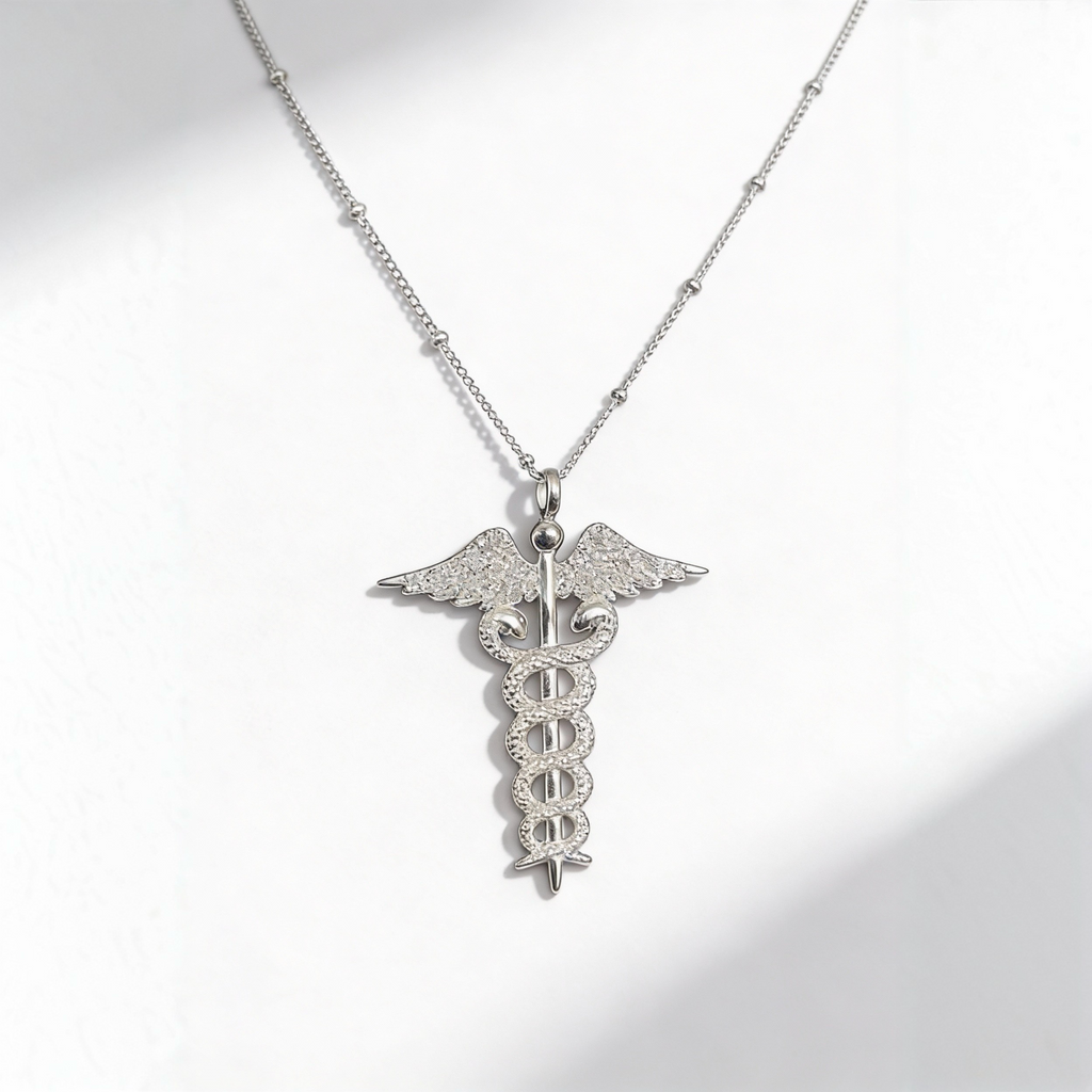 Silver Caduceus Necklace