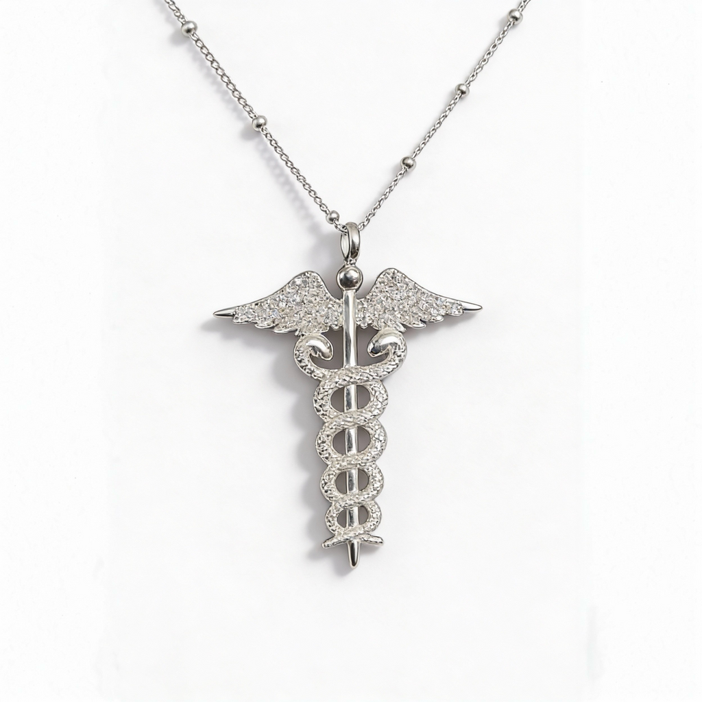 Silver Caduceus Necklace